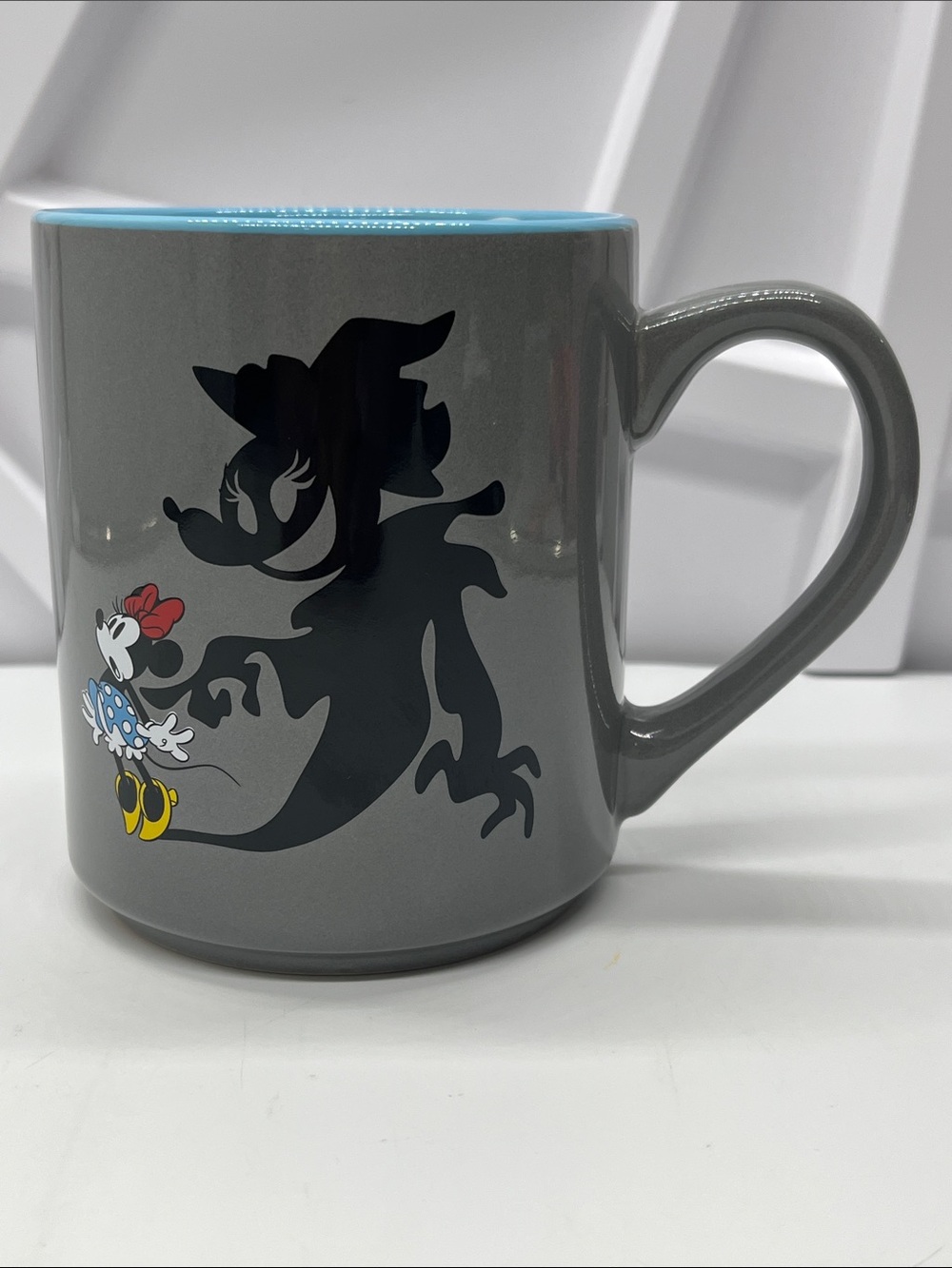 Disney Gray Minnie Shadow Ceramic Mug with Blue Interior